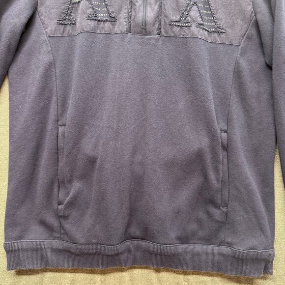 Y2K Armani Exchange Men‎ L Navy Logo Sweater 1/4 zip Mock Preppy Grunge Pullover - Picture 3 of 10
